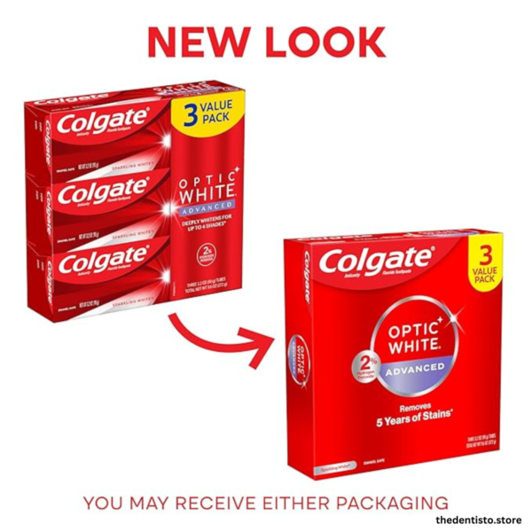 Colgate Optic White Advanced Hydrogen Peroxide Toothpaste, Teeth Whitening Toothpaste Pack - Image 2